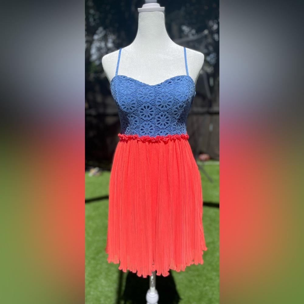 Blue and Coral / Salmon Dress. City Studio. Size 5.